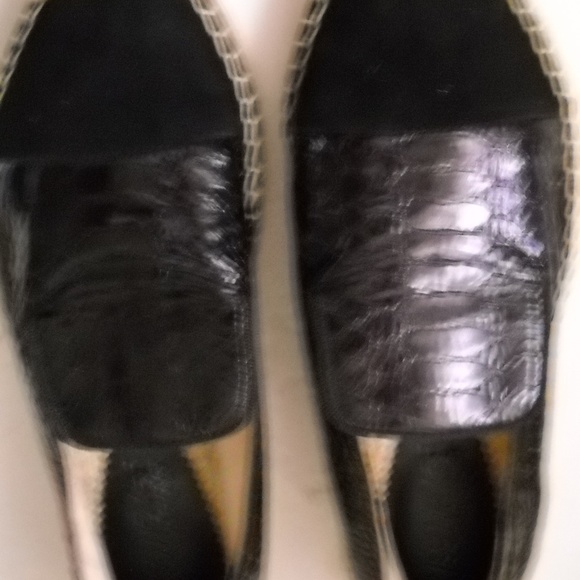 ELYSE WALKER LOS ANGELES BLACK LEATHER ESPADRILLE - Picture 1 of 6